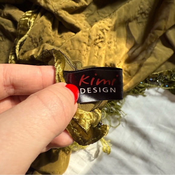 Vintage 90’s Peacock beaded Velvet Kimono - Picture 7 of 8